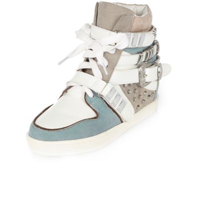 Girls blue high top trainers